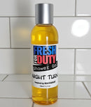 Bottle of 'Fresh for Duty' shower gel on a light background
